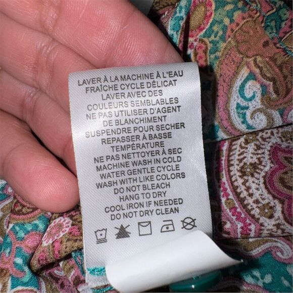 Joie Paisley Print Blouse Women's M Multicolor Mock Neck Long Sleeve - Picture 10 of 13